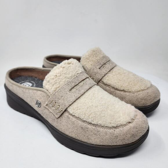 Bzees Georgia Mule Penny Loafer Women 10M Pink & Ivory Faux Fur Slip-on 9909198 - Picture 1 of 12